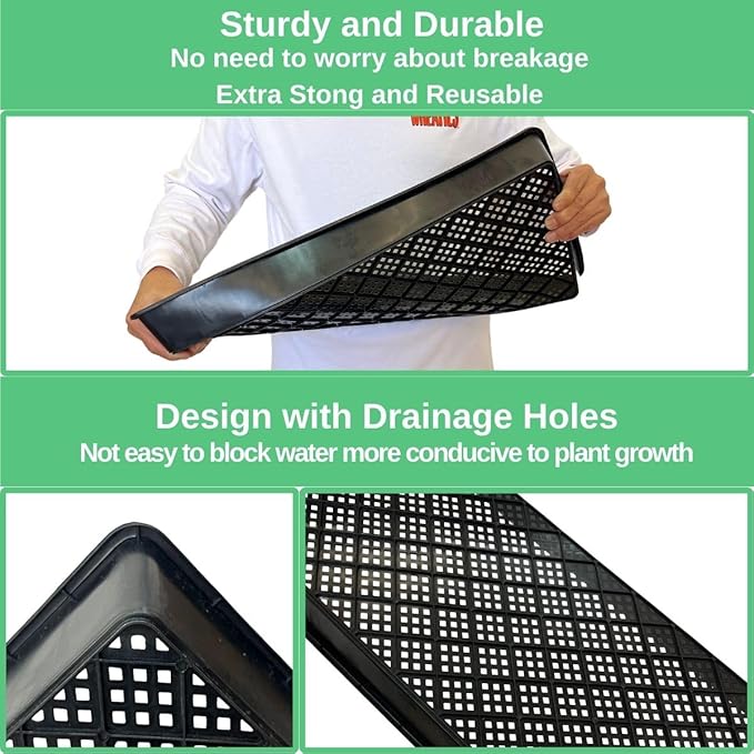 1020 Mesh Tray Soil Blocking Tray 1020 Trays Seedling Starter Trays 5 Pack Black 10x21 Inches for Microgreens Hydroponic