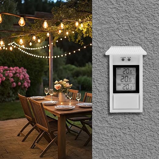 Joyzan Digital Greenhouse Thermometer, Outdoor Waterproof Max Min Temperature Meter Indoor High Low Tester Temperature Recording Weatherproof Hygrometer Gauge Monitor Wall Mounted Garden Home Growroom