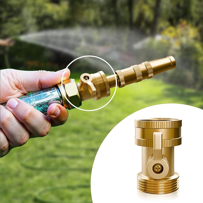 2 Pack Water Hose Shut Off Valve, Heavy Duty 3/4 Inch Solid Brass Garden Hose Shut Off Valve with 2 Extra Rubber Washers
