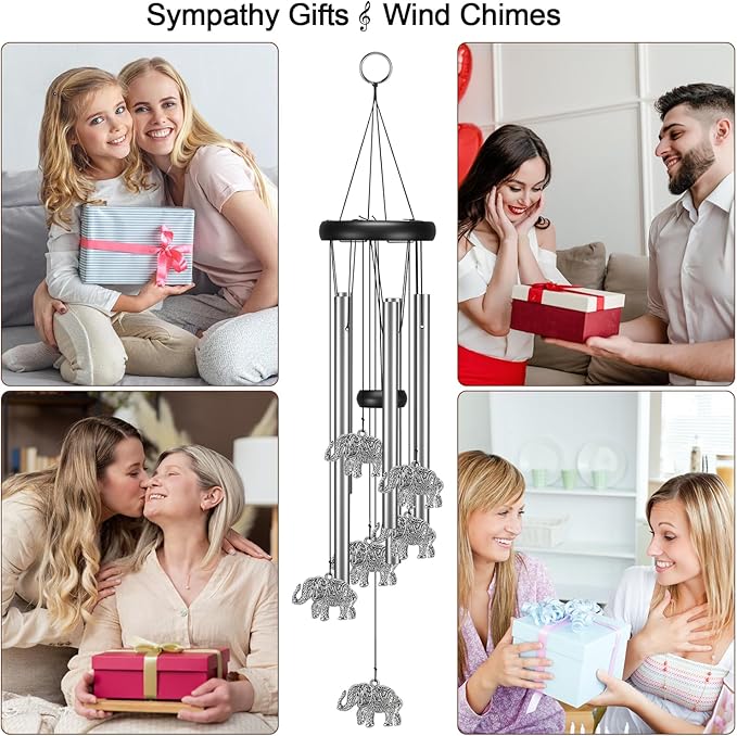 Windchimes Outdoors Clearance, Door Chime Wind Chimes for Outside Sympathy Wind Chimes for Patio Decoration, Garden Decor. Zen Garden Decor（Elephant）
