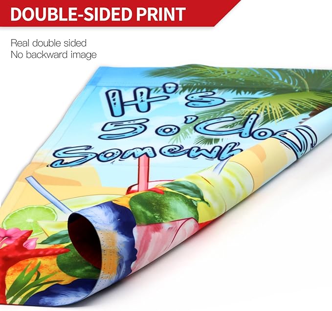 Anley Double Sided Premium Garden Flag, It's 5 o'Clock Somewhere Summer Decorative Garden Flags for Home Decor - Weather Resistant & Double Stitched Yard Flags - 18 x 12.5 Inch