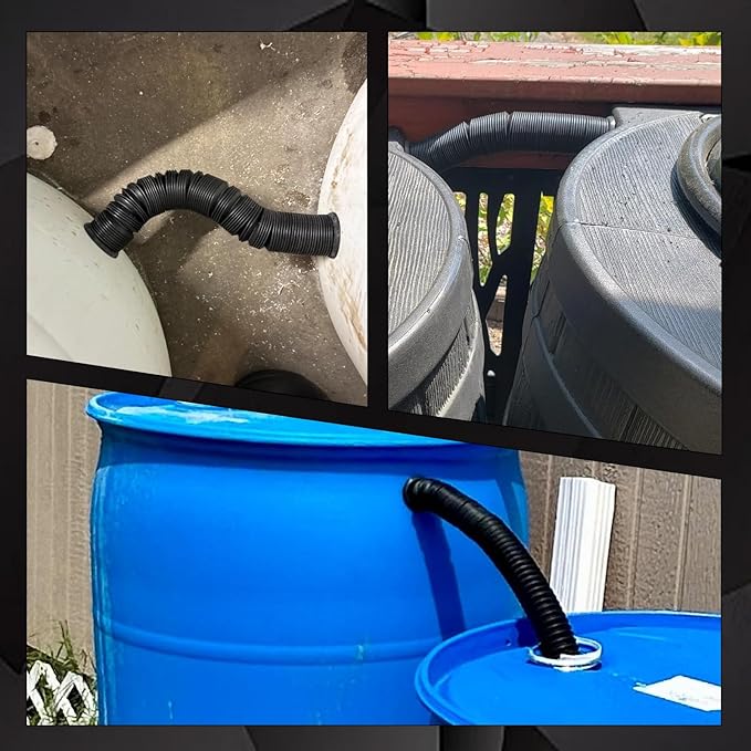 Rainwater bucket hose connector kit connects 2 rainwater buckets to store more rainwater for outdoor activities in the home garden, with hole saw and gasket