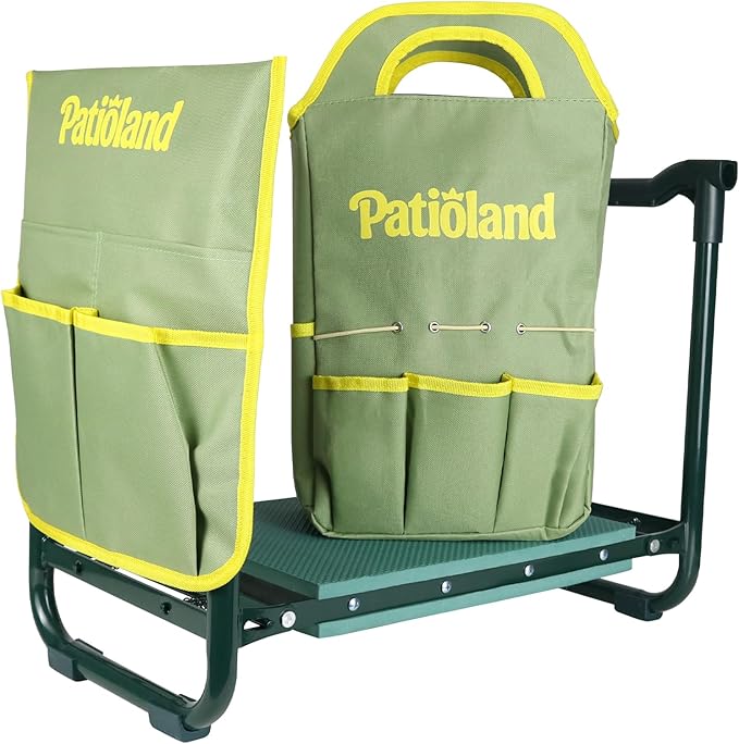 Garden Kneeler and Seat with 1 Gardening Tool Pouch and 1 Tool Bag, 10.2" Widen Heavy Duty Thicken Soft Kneeling Pad, Folding Garden Stool, Outdoor Yard Work Seat, Ideal Gardening Gifts for Mom, Women