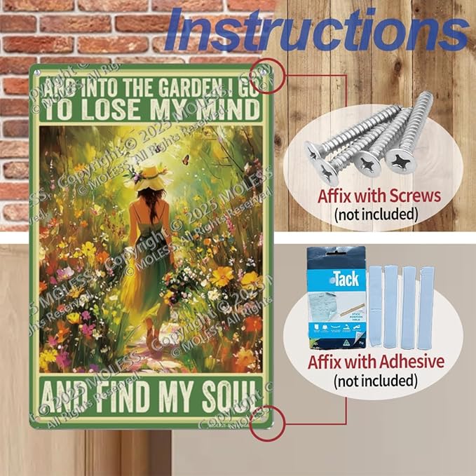 Funny Garden Sign – And Into the Garden I Go | 12x8″ Vintage Metal Sign for Outdoor Decor - Inspirational Gardening Gift for Women & Plant Lovers, 2488