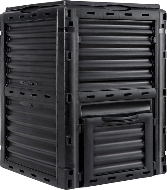 LEMY Garden Compost Bin, 80 Gallon Outdoor Composter Composting Box for Fast Creation of Fertile Soil, Large Capacity, Black