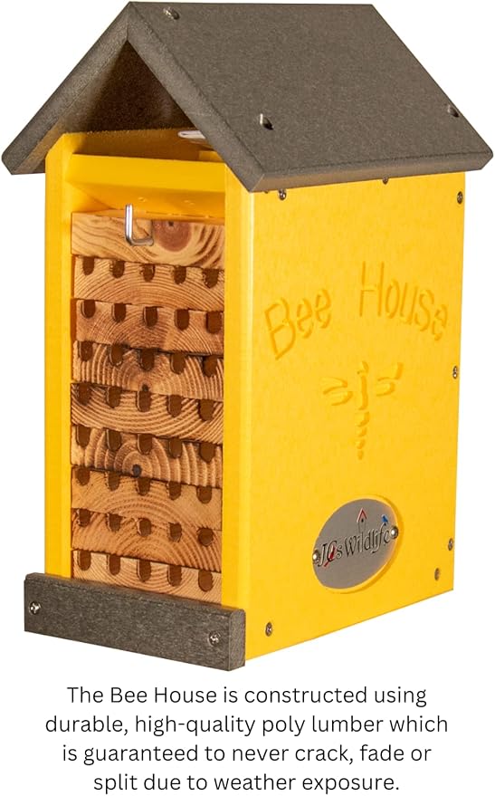 JCs Wildlife Small Poly Lumber Mason Bee House - Attracts Bee Pollinators in Your Garden - Made in The USA