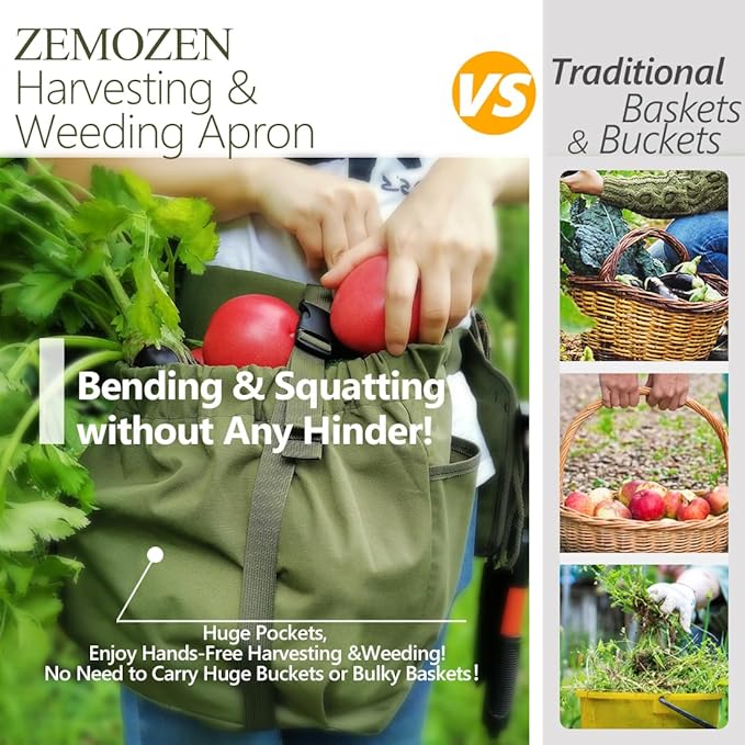Gardening Apron Garden Tool Belt Set for Women with Pockets - Practical Gardening Belt Garden Aprons for Women, Perfect Gardening Gifts for Women, Best Mother’s Day Gift for Mom and Wife