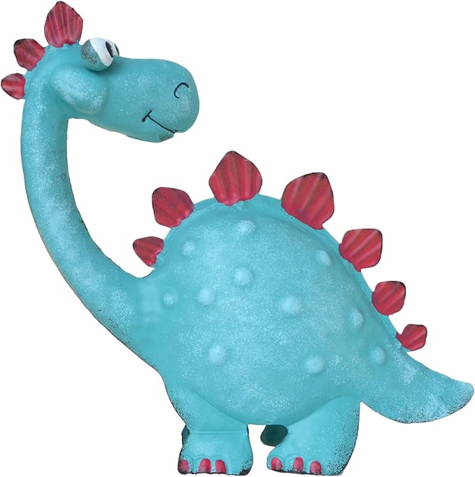 Handpainted Metal Dinosaur Decor - Outdoor Garden Statue for Yard/Indoor Shelf, Cute Dinosaur Gift for Garden Lovers