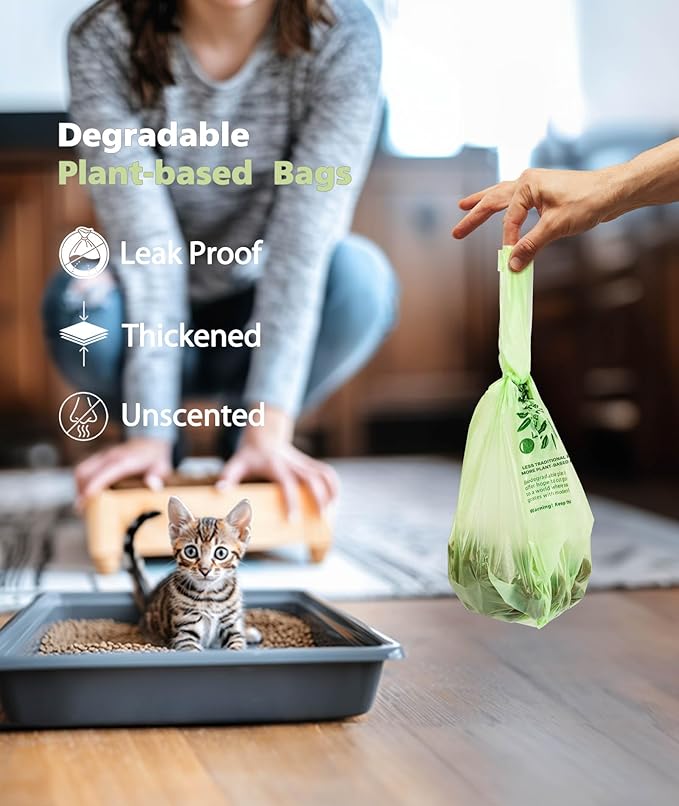 AYOTEE 2.6 Gallon Compost Bags with Handle Tie, 75 Count Small Biodegradable TrashBags 2.6 Gallon Trash Bag, Certified By ASTM Standard Mini Compost Kitchen Food Scrap Waste Bags for Compost Bin Green