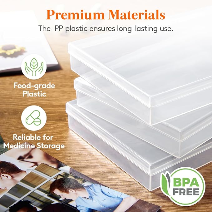 Lifewit 4x6 Photo Storage Box, 16 pcs Inner Photo Case with Lids, Clear Photo Organizers with 1 Sheet Label Sticker, Plastic Craft Storage Box for Seeds Sticker Cards Pictures Office Supplies
