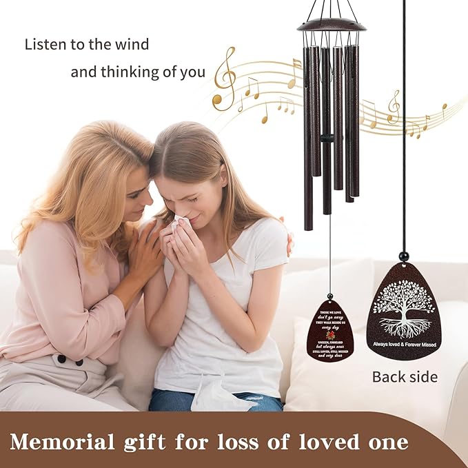 Cardinal Memorial Wind Chimes for Loss of Loved One, 32" Large Sympathy Windchimes for Outside Deep Tone, Best Bereavement Remembrance Memory Funeral Gifts for Loss of Family Member