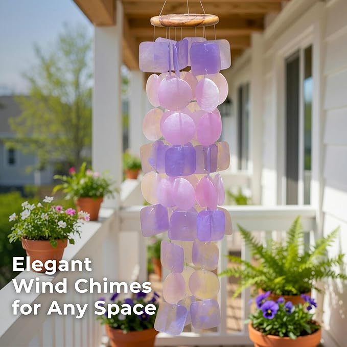 Solange & Frances Wind Chimes for Outside, Windchimes Outdoors, Unique Gifts for Mom, Gift for Women, Ideas, Gift for Women who Have Everything (Purple & Pink)