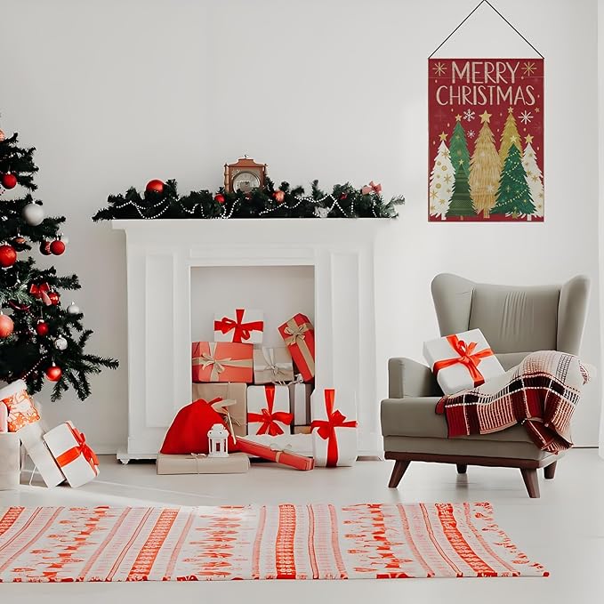 Merry Christmas Garden Flag Christmas Tree Snowflake Winter happy new year Holiday Farmhouse Yard Outdoor Decorative Flag 12x18 Inch Double Sided