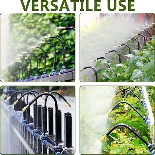 65.6FT/20M Drip Irrigation System, 360° Bendable Irrigation System for Garden, Garden Watering System with Quick Connector and Adjustable Nozzles, Drip Irrigation Kit for Greenhouse, Yard, Plants