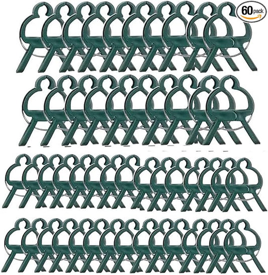 60PCS Garden Plant Supports Clips, 2 Sizes Adjusting Reusable Plant Clips for Supporting Stems of Flower Vine Vegetables Tomatoes Climbing