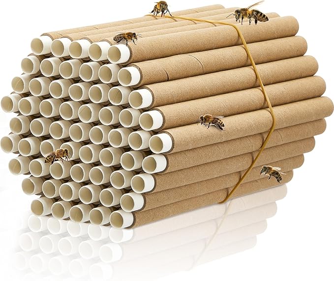 Lewtemi 120 Pcs Mason Bee House Tube Refill Cardboard Bee Tube Paper Mason Beekeeper Cardboard Insert Beekeeping Supplies for Solitary Beehive House Garden Pollinator Nest