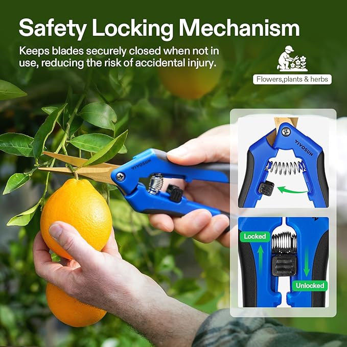 VIVOSUN 2-Pack Curved Gardening Scissors 6.5 Inch Hand Pruner Shear with Titanium Coated Precision Blades