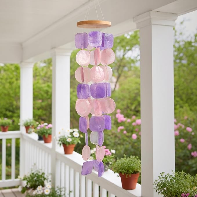 Solange & Frances Wind Chimes for Outside, Windchimes Outdoors, Unique Gifts for Mom, Gift for Women, Ideas, Gift for Women who Have Everything (Purple & Pink)