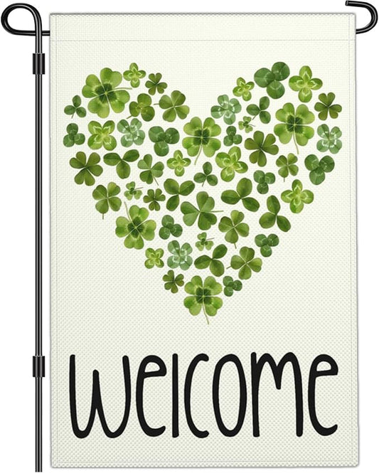 Happy St Patricks Day Garden Flag St Patrick's Day Yard Sign Garden Flags for Outside 12x18 Double Sided Shamrock Lucky Irish Blessing Signs Outdoor Decorations