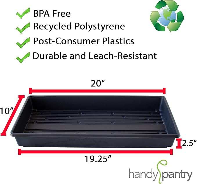 100-Pack 1020 Garden Growing Trays without Drain Holes - 10" x 20" Plastic Plant Trays No Holes - Wheatgrass Sprouting Tray, Microgreens Seed Tray, Hydroponic Trays, Nursery Flats, Greenhouse Supplies