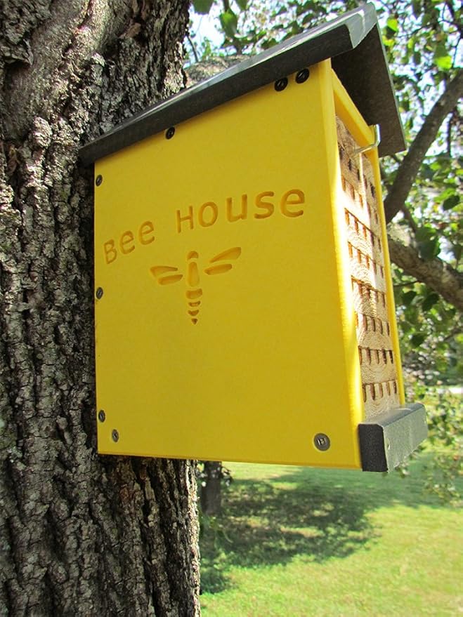 JCs Wildlife Small Poly Lumber Mason Bee House - Attracts Bee Pollinators in Your Garden - Made in The USA