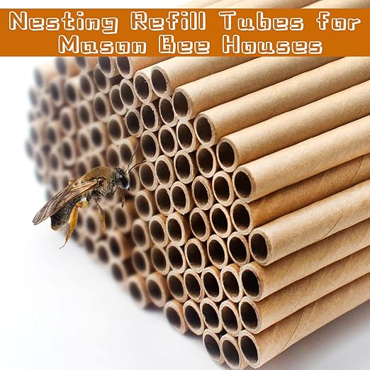 Benvo 100 Pieces Mason Bee Tubes 6 Inches Nesting Refill Cardboard Tubes Bee House Paper Inserts Replacement Liners for Mason Bee House Bee Hotels Bee Condo Beekeeper Accessory(5/16 Inch Diameter)