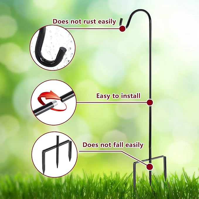 EXCMARK Shepherd Hook 48 inch 1/2 inch Thick Use at Weddings, Hanging Solar Lights, Lanterns, Bird Feeders, Metal Hanger Hook. (Bronze, 48 inch) U.S. Patent.