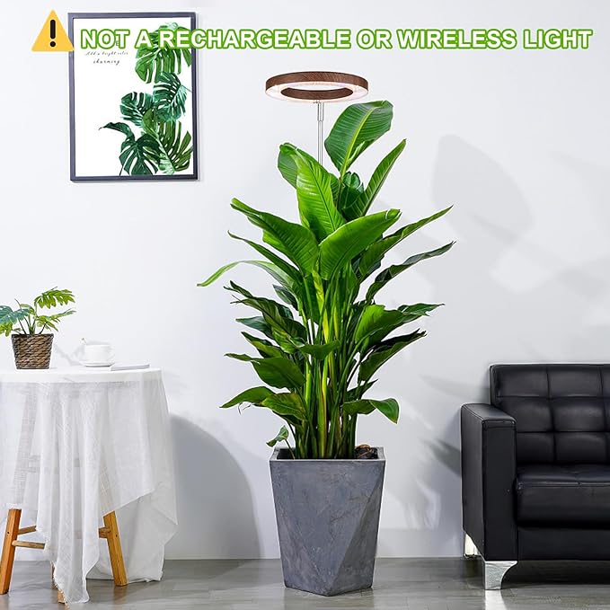 Plant Grow Light,yadoker LED Growing Light Full Spectrum for Indoor Plants,Aluminum Walnut Wood Grain Plant Lights,Height Adjustable, Automatic Timer, 5V Low Safe Voltage,Idea for Large Plant Light，