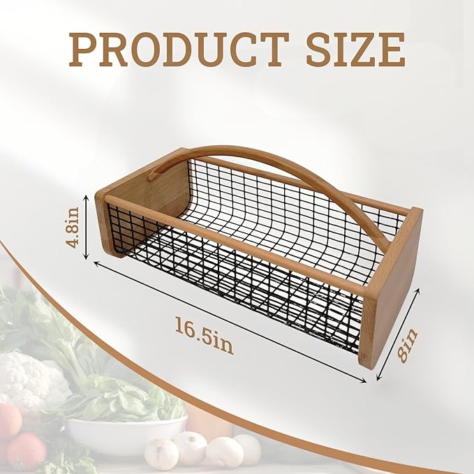 Garden Hod Harvest Basket, Durable Wooden Gardening, Supply Suitable For Kitchen, Picnic And Outdoor Picking