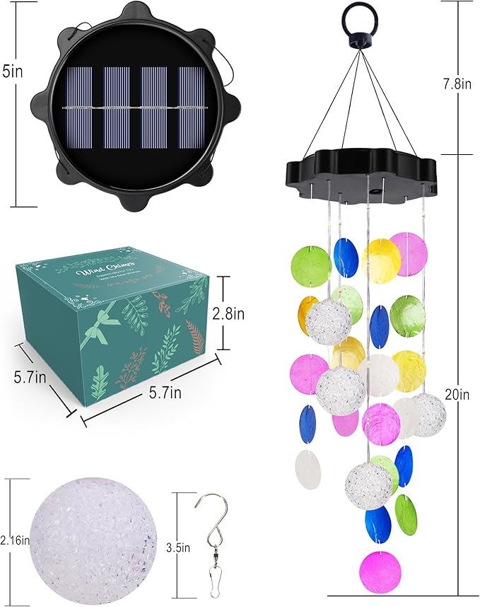 Solar Wind Chimes for Outside, Pastel Hanging Easter Lights with 2 Modes, Solar Shells Light Gifts for Mom Grandma Girls, LED Outside Decorative Mobile Lights for Garden Yard Patio Decor