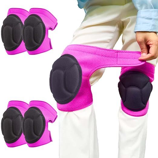 2 Pairs Women's Gardening Knee Pads for Work, Waterproof Kneepads with Thick Foam Padding for Kneeling on Concrete Floors, Soft Cushion Knee Pad for Cleaning, Flooring, Crawling, Weeding, Pink M