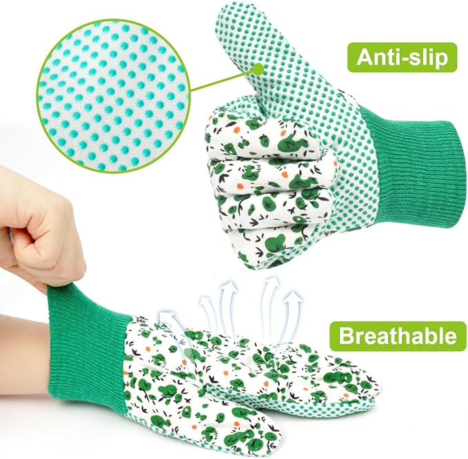 Ainiv Floral Gardening Gloves for Women/Ladies, Non-Slip Garden Work Gloves,Breathable Yard Work Glove Light Working Gloves