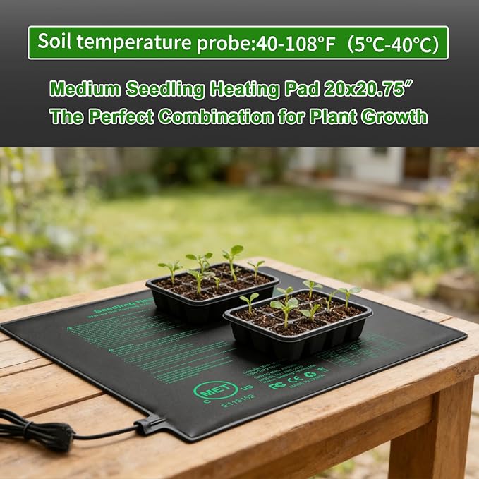 Bestio Waterproof Seedling Heat Mat, 20×20.75 in Heat Mats for Seed Starting, MET Certified Seed Mat, Suitable for Indoor Gardening, Germination