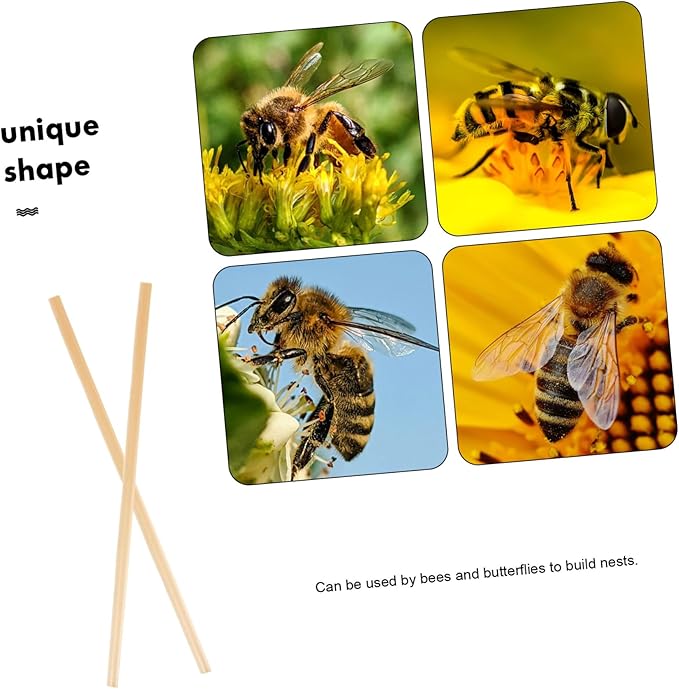 VANZACK 300pcs Bee Craft Supplies Straw Bee House Tubes Easy Install Outdoor Beekeeping Nesting Tubes