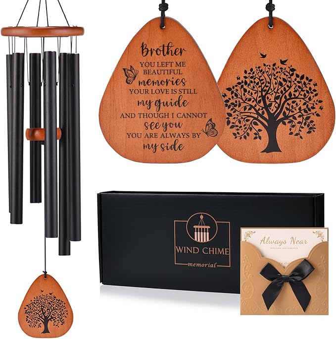 Memorial Gifts for Loss of Brother, 32" Memorial Wind Chimes for Loss of Brother Sympathy Gifts, Remembrance/Bereavement Gifts for Loss of Brother, Windchimes in Memory of Brother