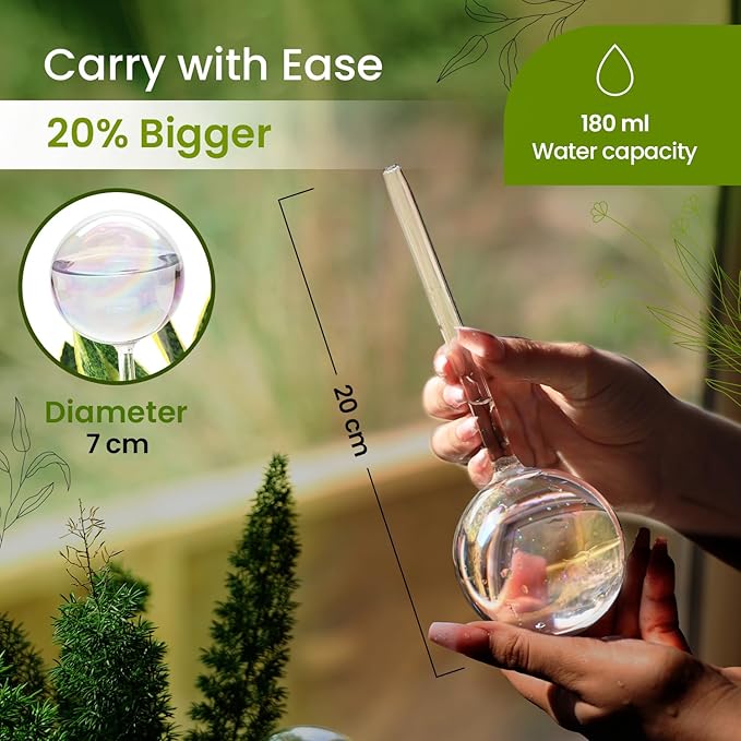 Iridescent Self Watering Globes, Glass Rainbow Plant Watering Globes, Self Watering Planter Insert, Automatic Plant Waterer Indoor (Medium-6 Pcs Iridescent, Medium)