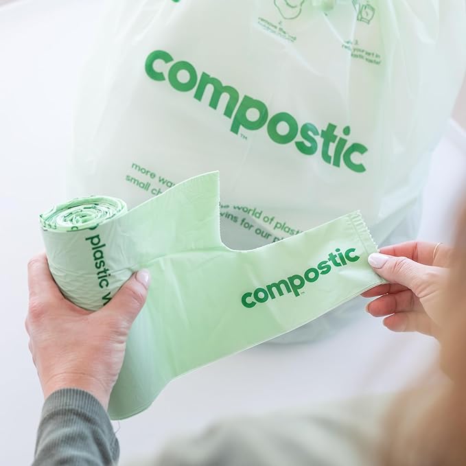 Compostic Home Compostable Trash Bags, 2.99 Gallon Small Kitchen Rubbish Bags, Extra Strong & Quickly Breaks Down, 50 Count