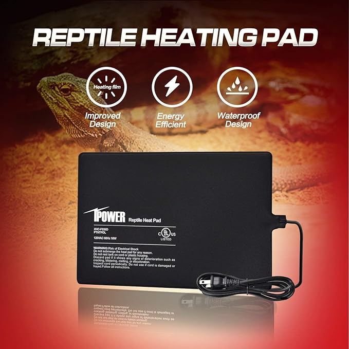 iPower 8x12 Inch Reptile Heat Pad Under Tank Heater, Energy-Efficient & Waterproof Design Terrarium Warmer Mat for Turtles, Lizards, Snakes, 2 Pack