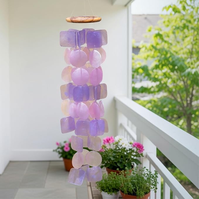 Solange & Frances Wind Chimes for Outside, Windchimes Outdoors, Unique Gifts for Mom, Gift for Women, Ideas, Gift for Women who Have Everything (Purple & Pink)