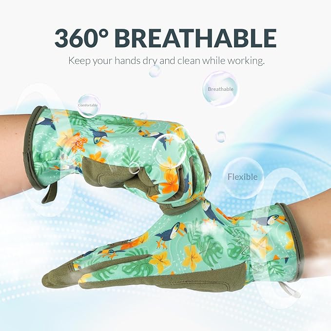 Baidast Gardening Gloves for Women, Breathable Leather Garden Gloves with Grip, Thorn Proof Work Gloves