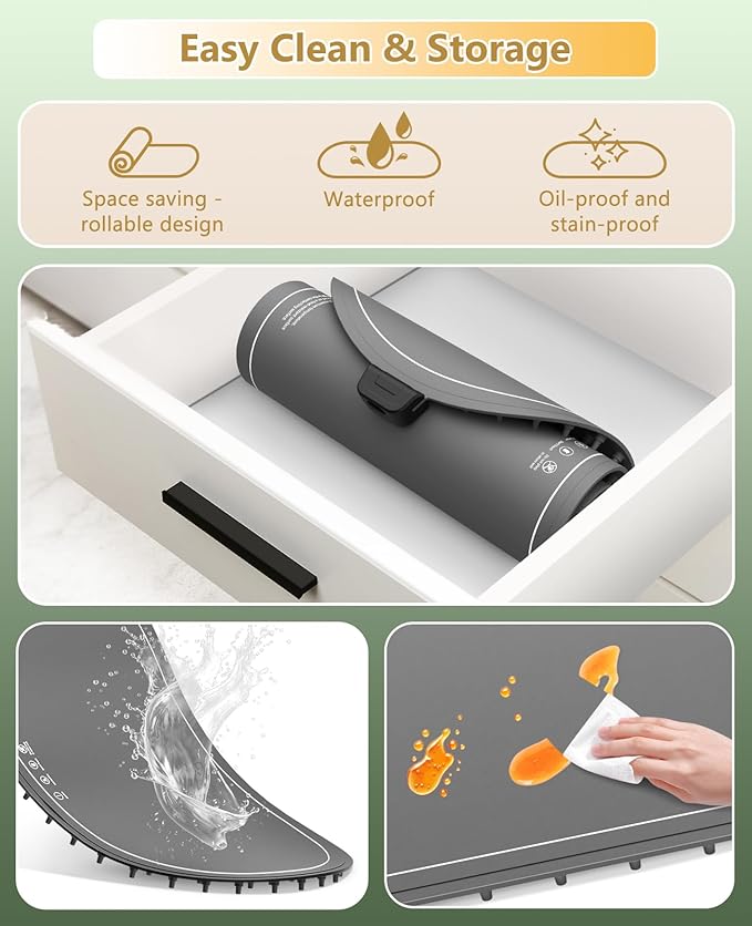 Food Warming Mats for Countertop Extra Large(XXL 36"x15"),Electric Heating Pad for Food,Roll Up Silicone Warmer Mat for Party and Kitchen,Practical Cooking Birthday Gift for Mom and Women(Gray)