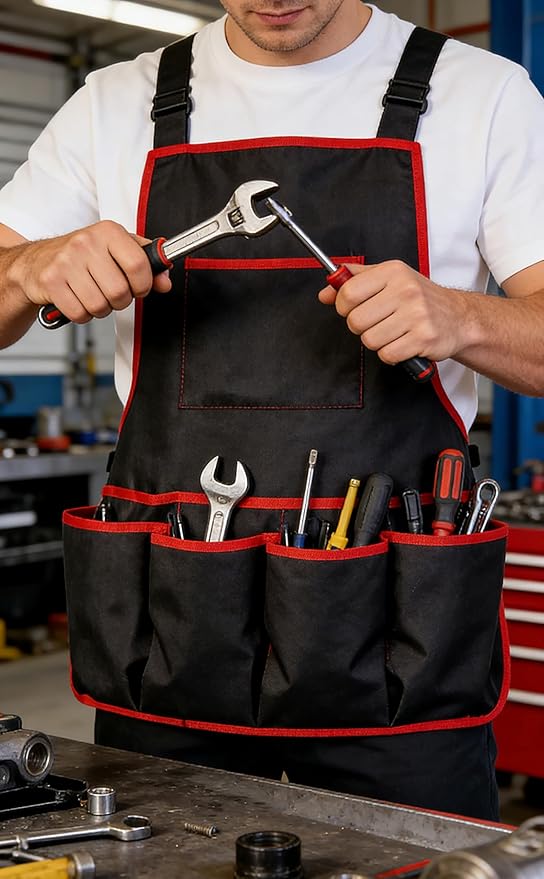 Multi-Pocket Tool Apron for Men Women Perfect for DIY Projects, Garage Repairs & Yard Maintenance Adjustable Blacksmith Carpenters Woodwork Aprons