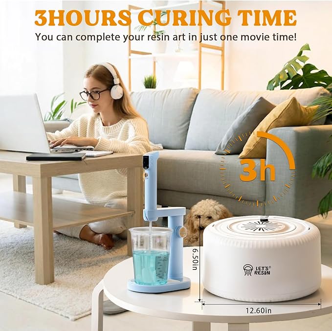 LET'S RESIN Curing Machine for Resin - 3 Hours Auto Dryer With Large Tray, One-Button Setting, No Deformation Quick Supplies for DIY, Silicone Molds, 3D Silicone Molds