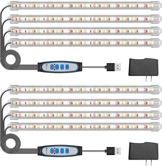 Plant Grow Light Strips, 240 LEDs Grow Lights for Indoor Plants Full Spectrum with Upgrade Timer 6/12/16 Hrs, 3 Spectrum Modes, Sunlike Grow Lamp for Seedlings Hydroponics Succulent, 2 Pack