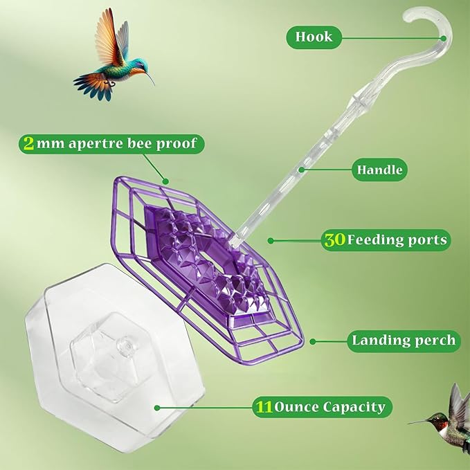 Hummingbird Feeder for Outdoors Hanging,16 OZ Humming Birds Feeders with 30 Bee Proof Leak Proof Feeding Ports,Bird Feeder for Outside,Gifts for Women Mom,Hanging Garden Yard Décor