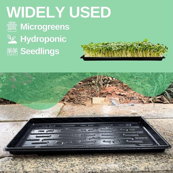 Shallow 1020 Nursery Flat Trays -10 Pack, 1.8" Height, Specialized for Holding 72-Cell Plug Seedling Trays, No Holes, Ideal for Seed Starting and Planting