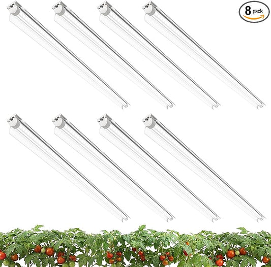 8 Pack LED Grow Light 4FT, 5000K Full Spectrum, 336W(8 x 42W), Linkable Growing Lamp Fixture, T8 Grow Lights for Indoor Plants, Seed Starting, Vegetables