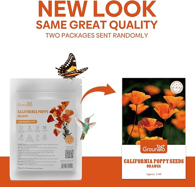 California Poppy Seeds, 1 Ounce Over 20000+ Seeds, Non-GMO | Heirloom | Sourced from USA- Eschscholzia Californica, USDA Zone 5-10
