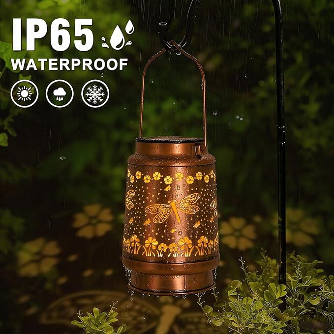 Dragonfly Solar Lanterns Outdoor Waterproof, Mother Day Gifts, Birthday Gifts for Women, Mom, Grandma, Hanging Solar Lights for Yard, Patio, Porch, Garden Decor