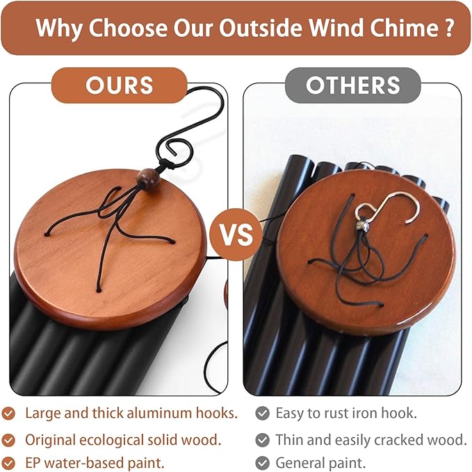 Wind Chimes, Wind Chimes for Outside with Upgraded Tube, Outdoor Windchime for Garden Yard Patio Decor, Unique Gift for Women Men